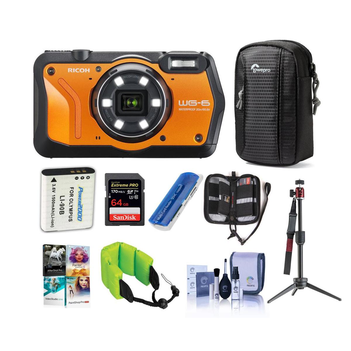 

Ricoh WG-6 Digital Camera, Orange With Premium Accessory Bundle
