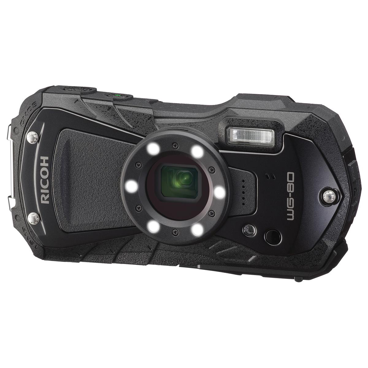 Ricoh WG-80 Waterproof Digital Camera, Black
