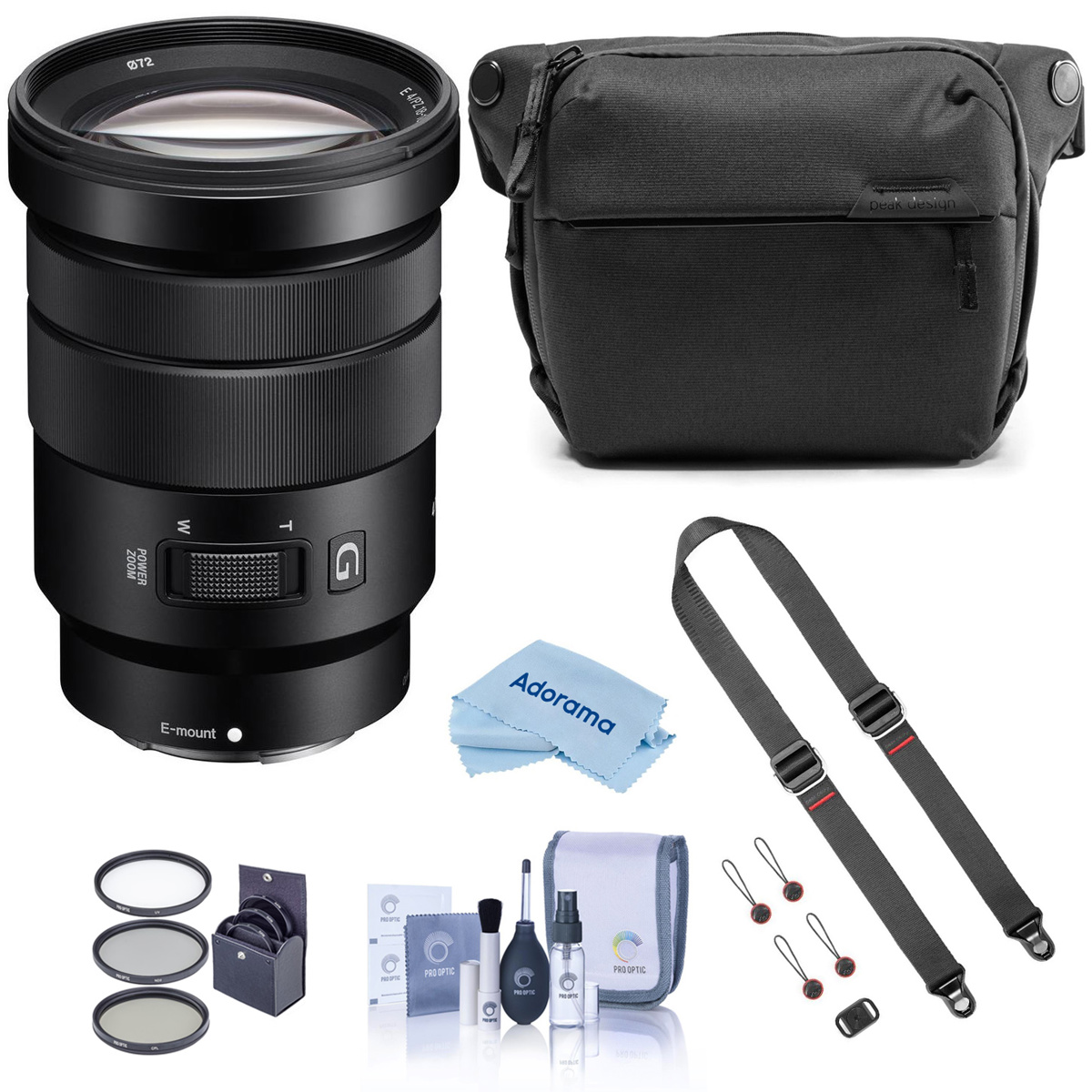 

Sony E PZ 18-105mm f/4.0 G OSS Lens for Sony E w/Strap,Everyday Sling V2,Acc Kit