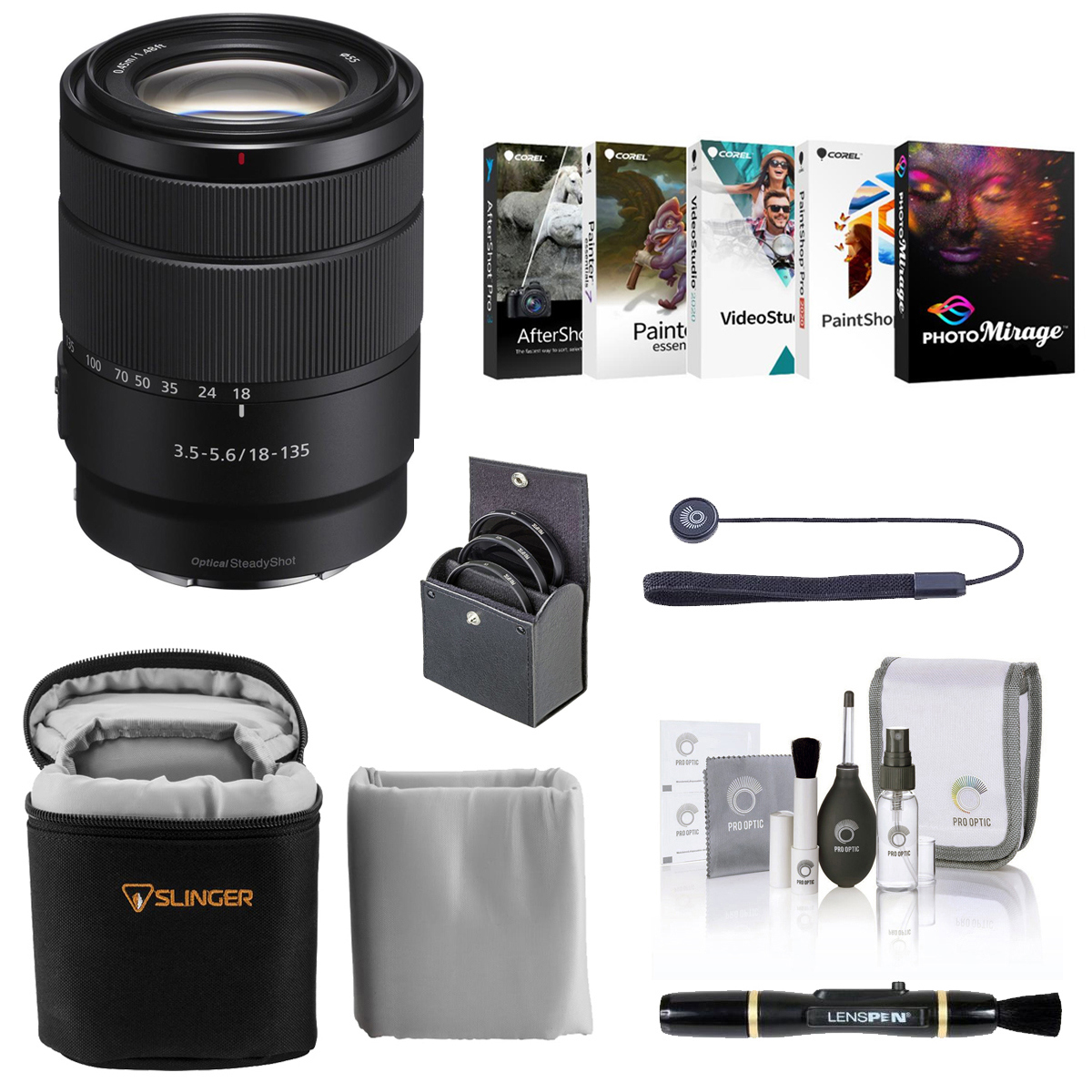 

Sony E 18-135mm f/3.5-5.6 OSS Lens for Sony E with PC Software & Accessories Kit