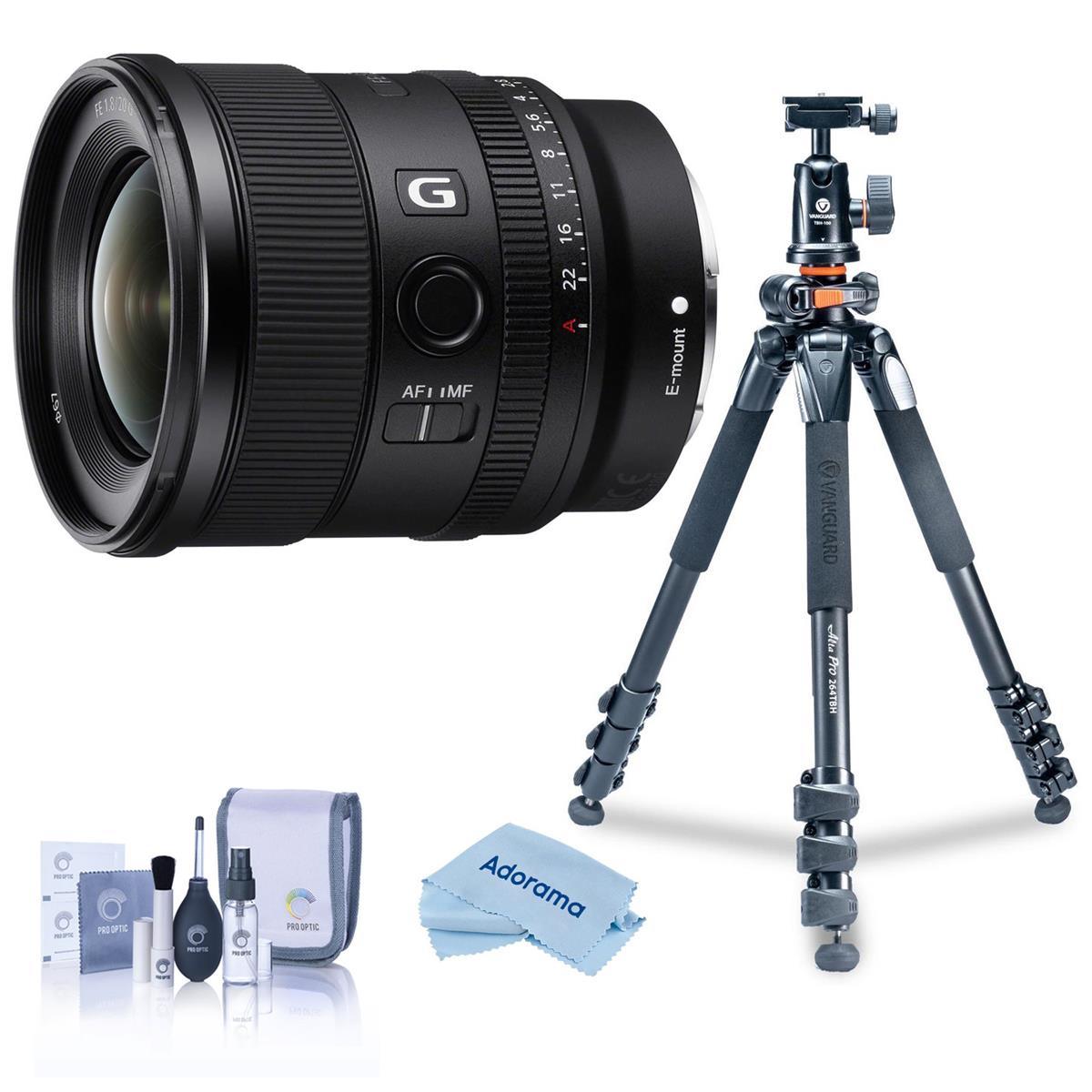 Image of Sony FE 20mm f/1.8 G Lens for Sony E with Vanguard Alta Pro 264AT Tripod Kit