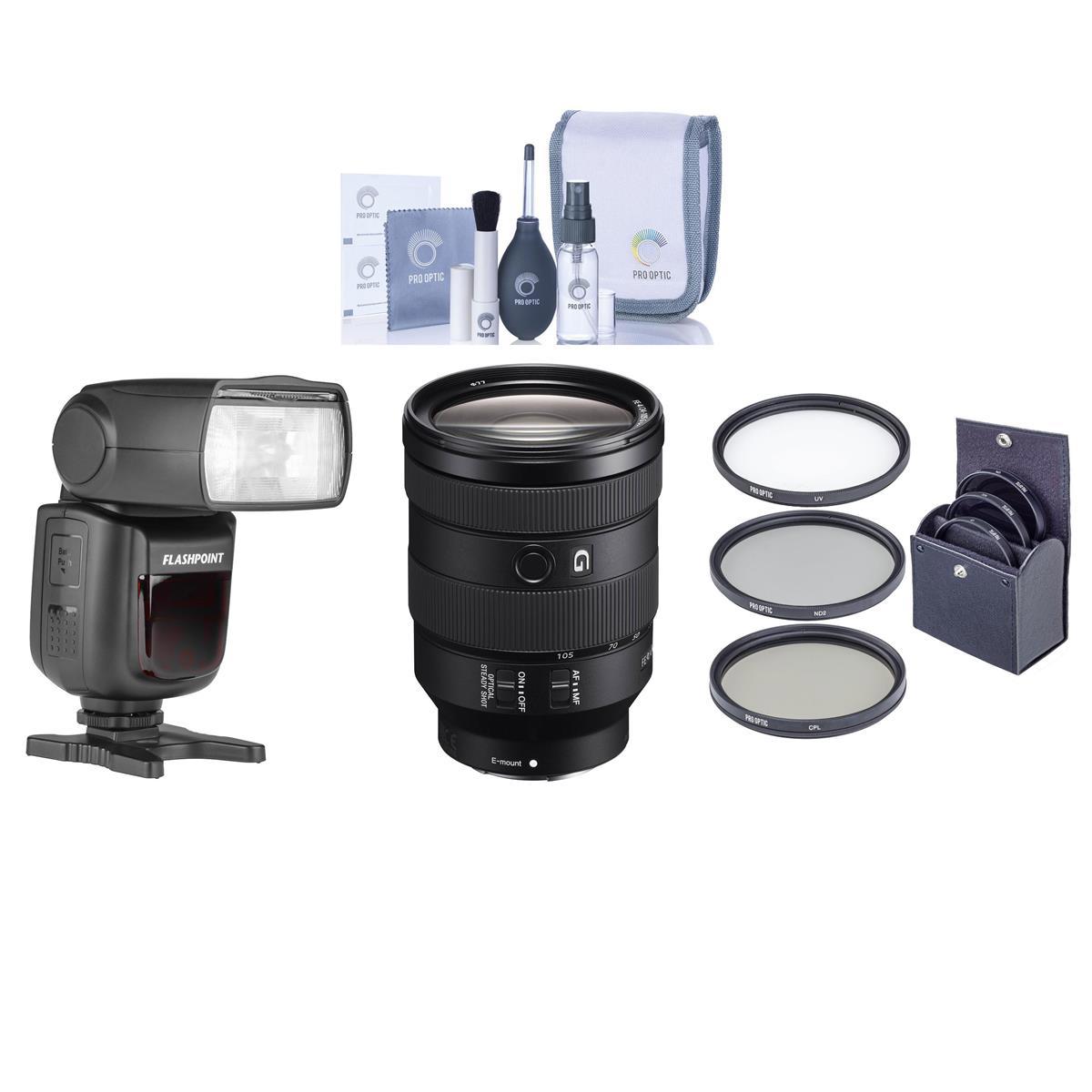 

Sony FE 24-105mm f/4 G OSS Lens for Sony E with Zoom Li-ion R2 TTL Flash Kit