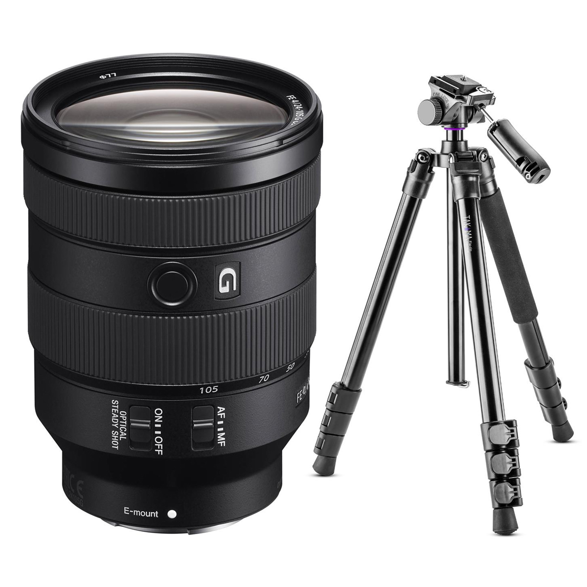 Image of Sony FE 24-105mm f/4 G OSS Lens for Sony E with Vanguard 264AT Tripod and Head