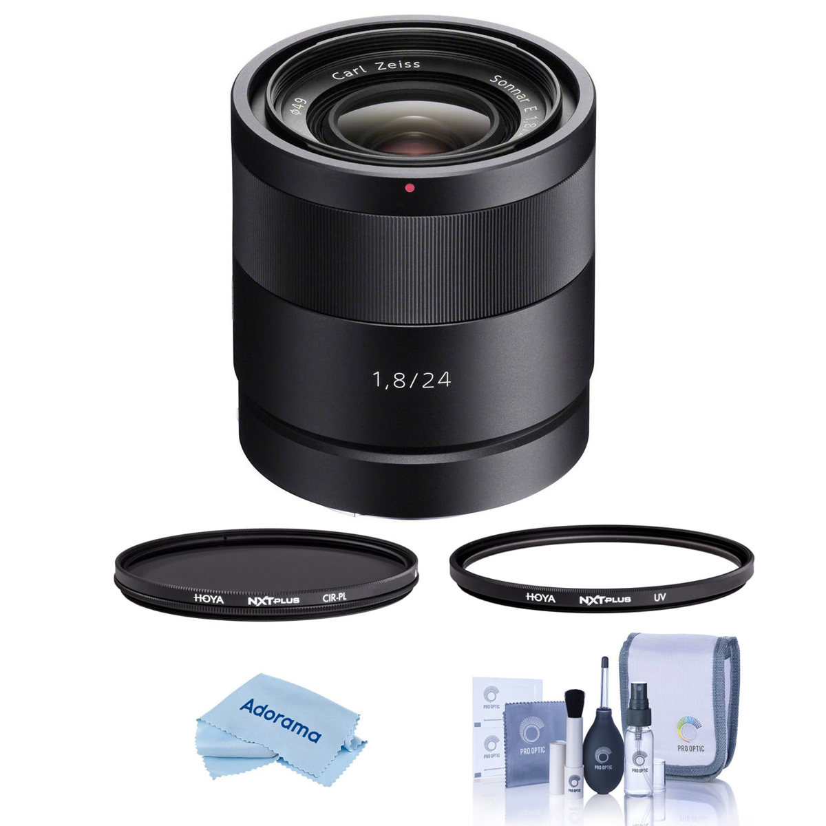 

Sony Sonnar T* E 24mm f/1.8 ZA Lens for Sony E with Hoya 49mm UV+CPL Filter Kit