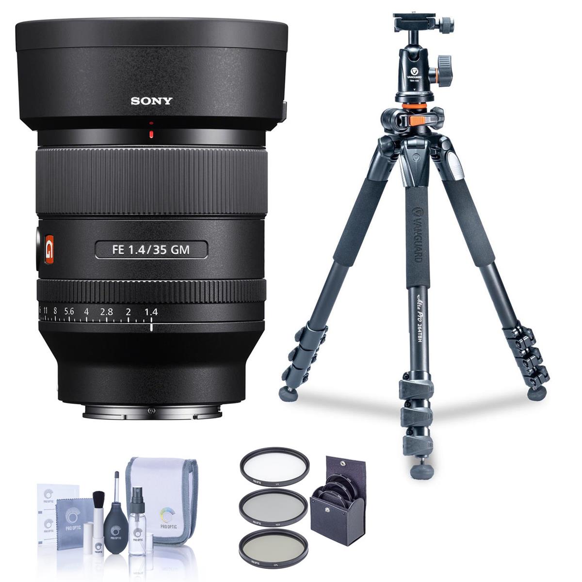 Image of Sony FE 35mm f/1.4 GM Lens with Vanguard Alta Pro 264AT Tripod Kit