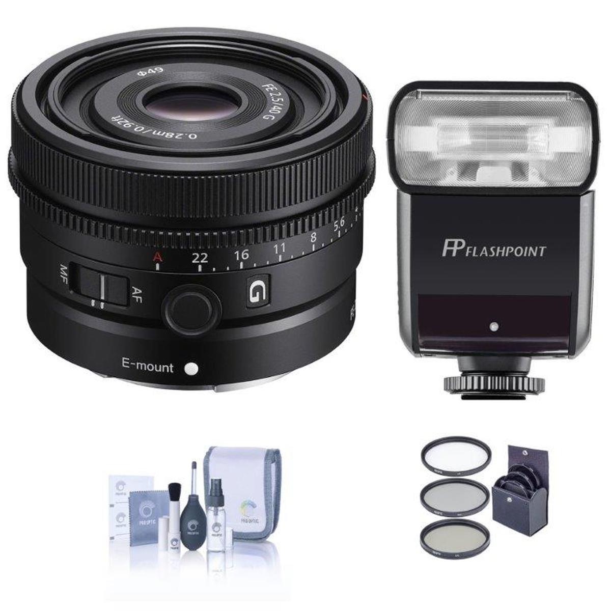 

Sony FE 40mm f/2.5 G Lens for Sony E with Flashpoint Zoom-Mini TTL R2 Flash Kit