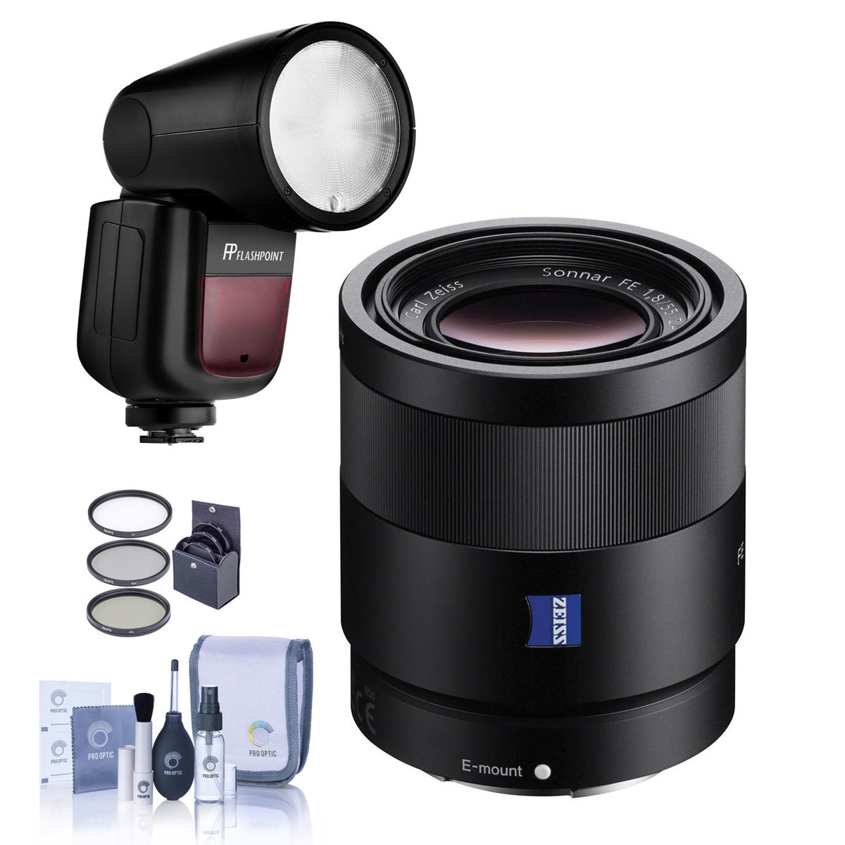 

Sony Sonnar T* FE 55mm f/1.8 ZA Lens for Sony E w/Zoom Li-on X R2 TTL Flash Kit