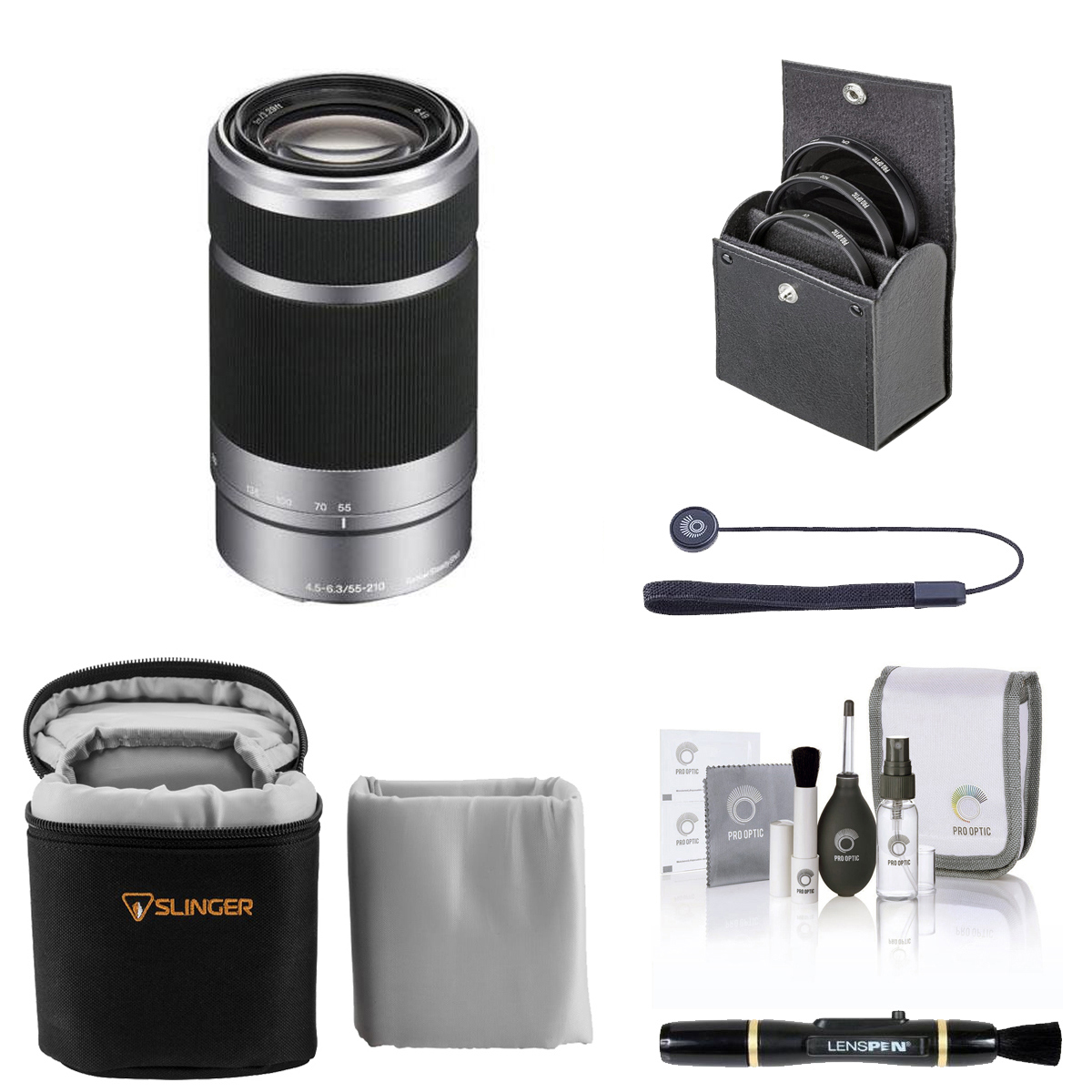 

Sony E 55-210mm f/4.5-6.3 OSS Lens for Sony E, Silver/Black w/Essentials Kit