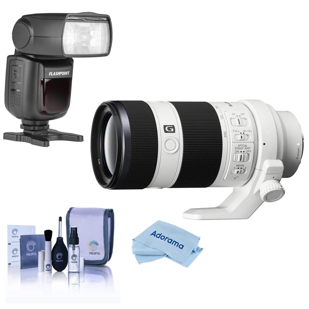 

Sony FE 70-200mm f/4.0 G OSS Lens for Sony E with Zoom Li-on R2 TTL Flash Kit
