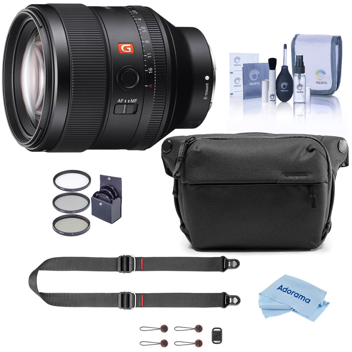 

Sony FE 85mm f/1.4 GM Lens for Sony E with 6L Everyday Sling V2, SlideLITE Strap