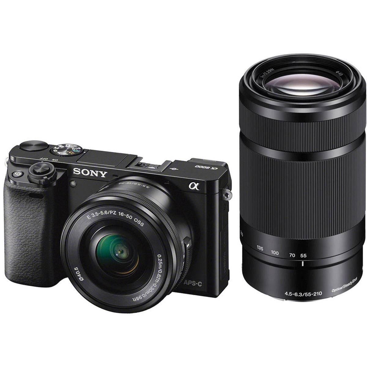 Sony Alpha A6000 Mirrorless with 16-50mm & 55-210mm OSS Lenses, Black