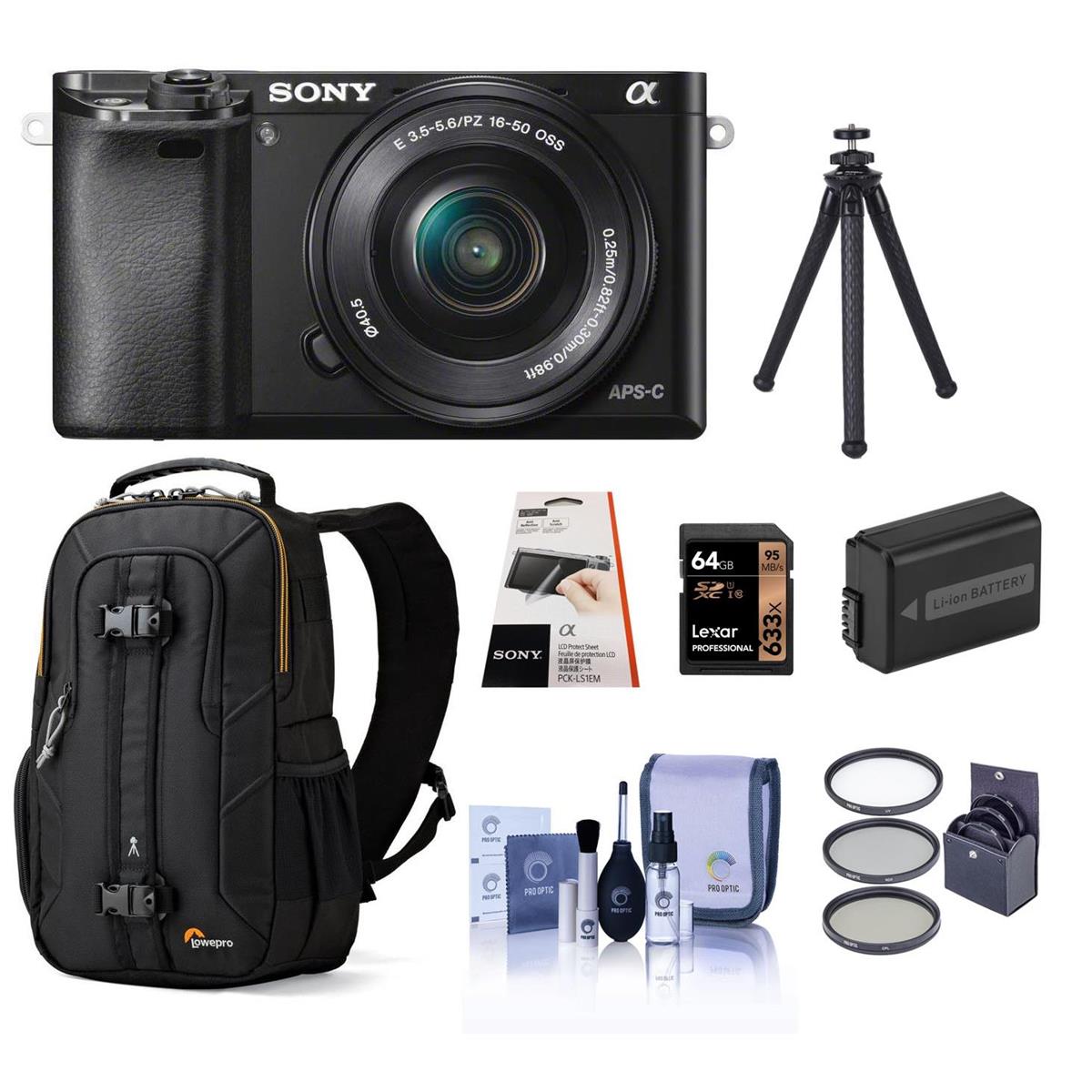 Sony Alpha A6000 Mirrorless with 16-50mm OSS Lens Black - With Accessory Kit