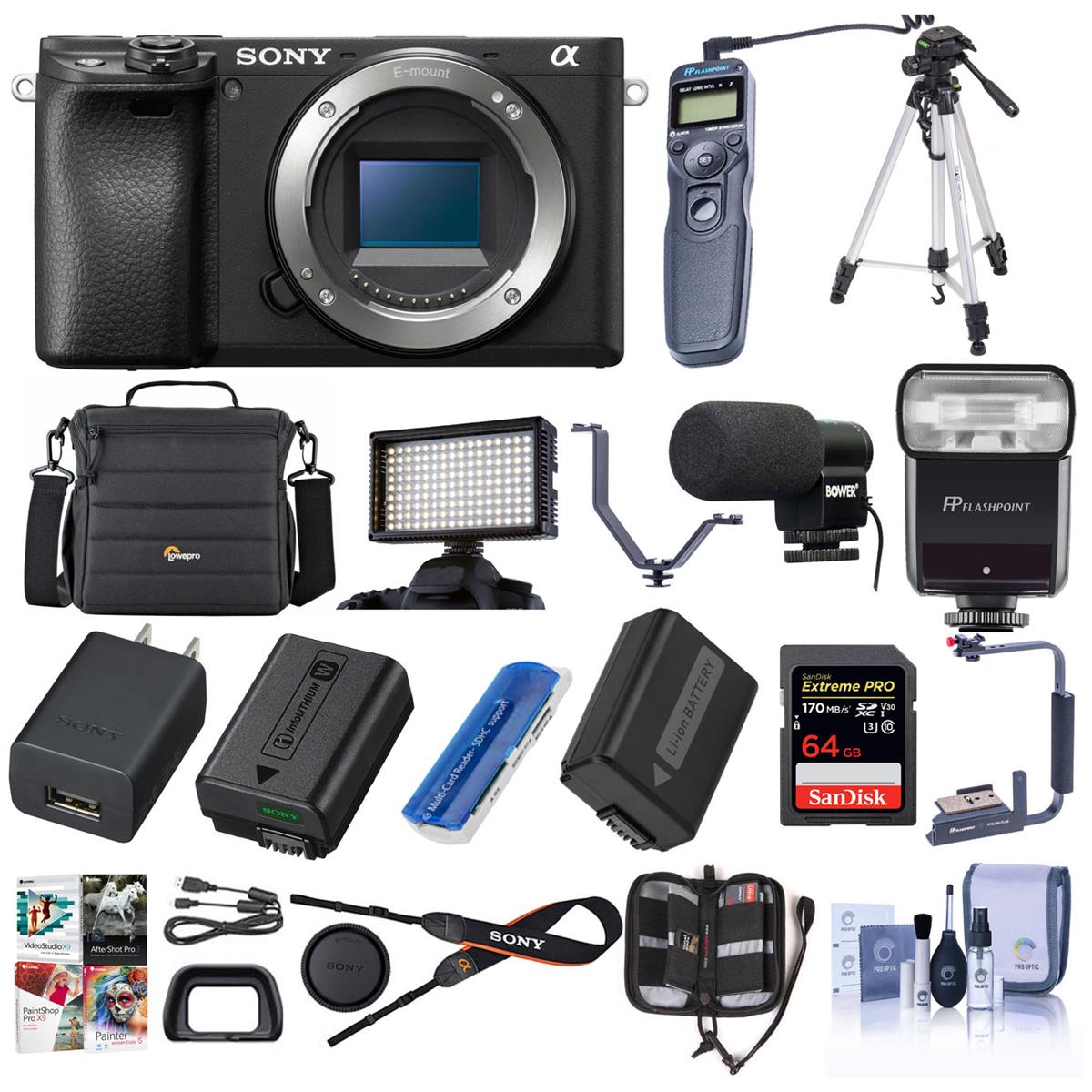 Sony Alpha A6400 Mirrorless Body with Pro Accessory Bundle