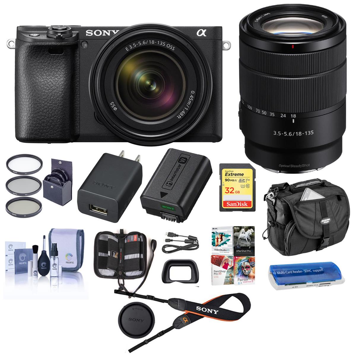 Sony Alpha a6400 Mirrorless Camera with 18-135mm f/3.5-5.6 Lens W/Free ACC Kit