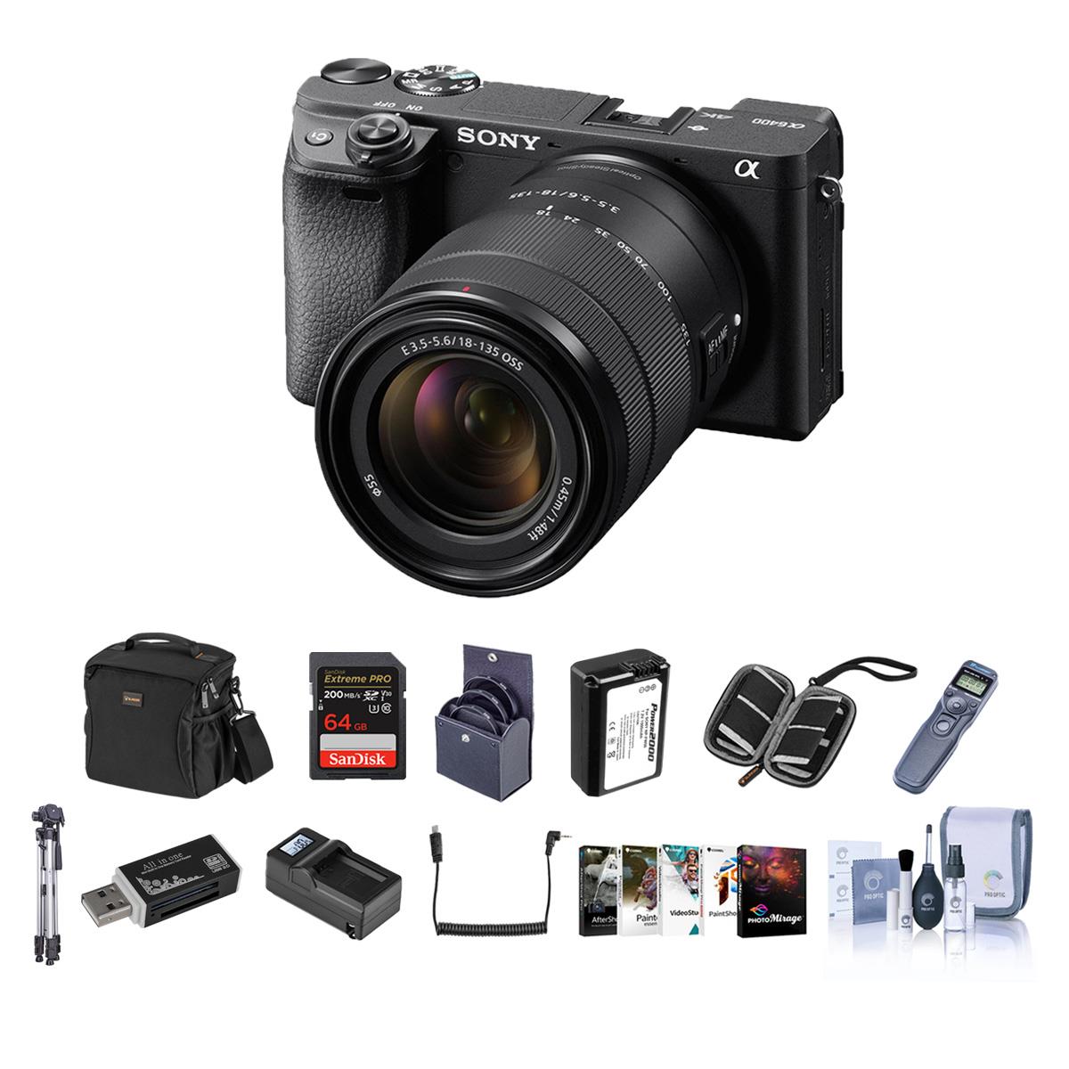 Sony Alpha a6400 Mirrorless Camera with 18-135mmf/3.5-5.6 OS Lens W/Accesory Kit