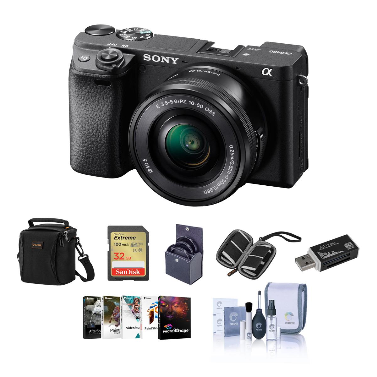 Sony Alpha a6400 Mirrorless Camera with 16-50mm f/3.5-5.6 OS Lens W/Free Acc Kit