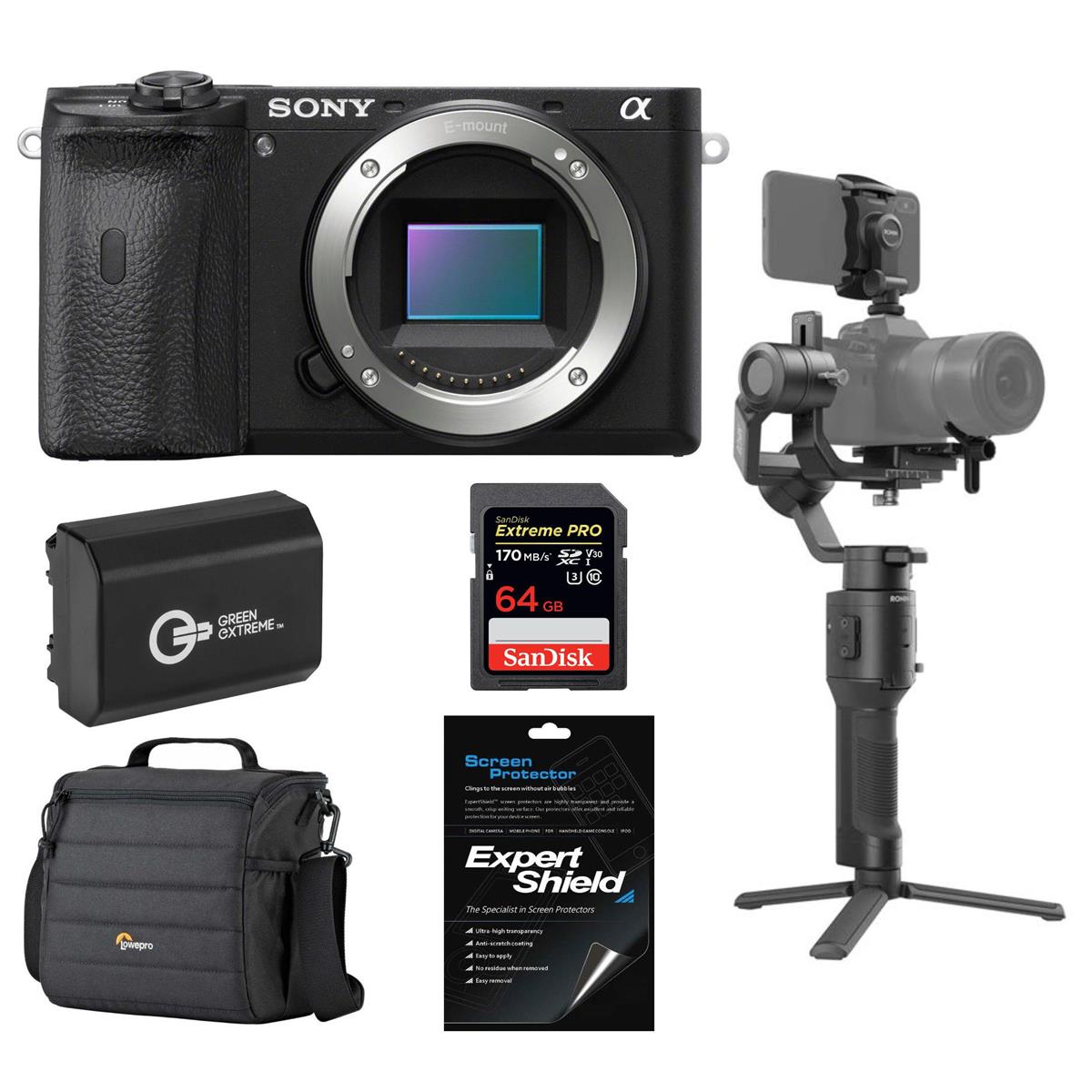 Sony Alpha a6600 Mirrorless Digital Camera Body - With Gimbal Stabilizer Bundle