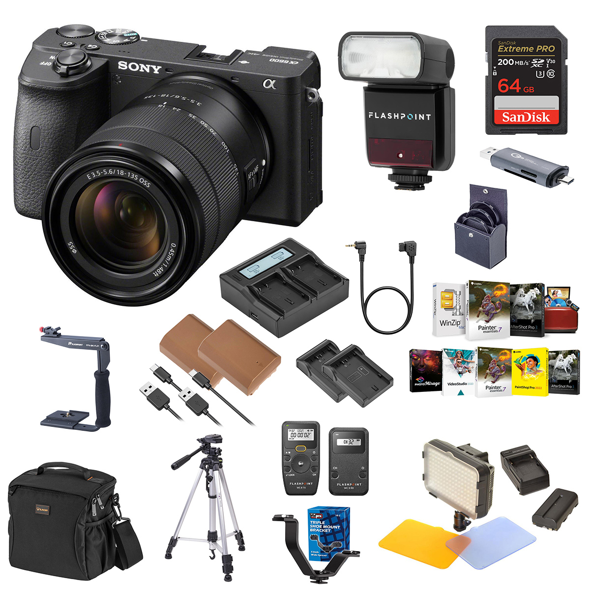 

Sony Alpha a6600 Mirrorless Camera with 18-135mm Lens, Bundle with Complete Kit