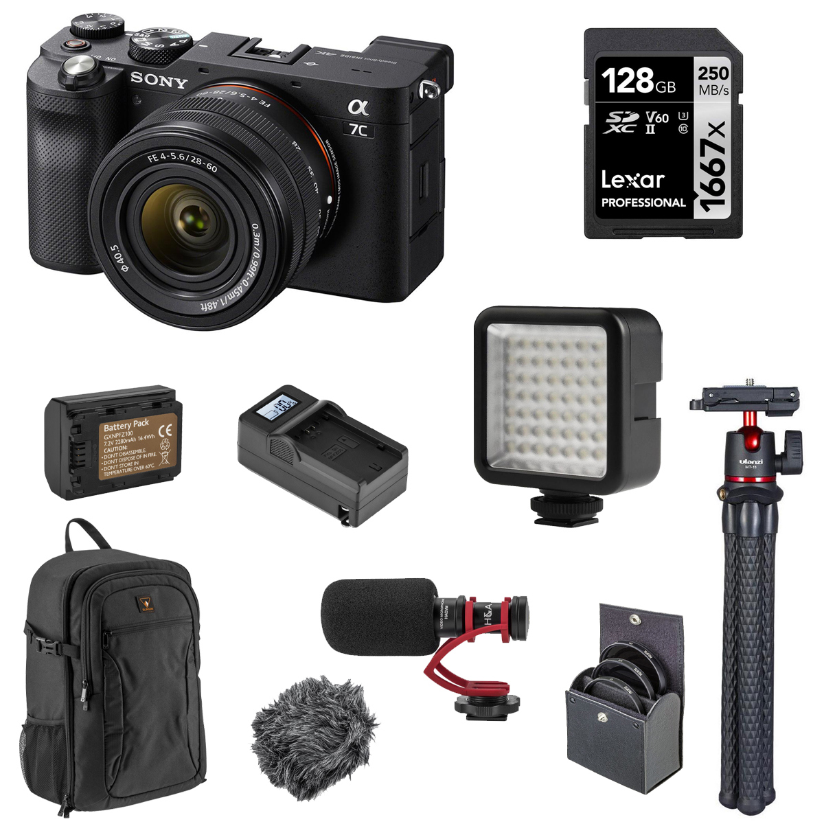 

Sony Alpha 7C Mirrorless Camera with 28-60mm Lens, Black Starter Accessories Kit