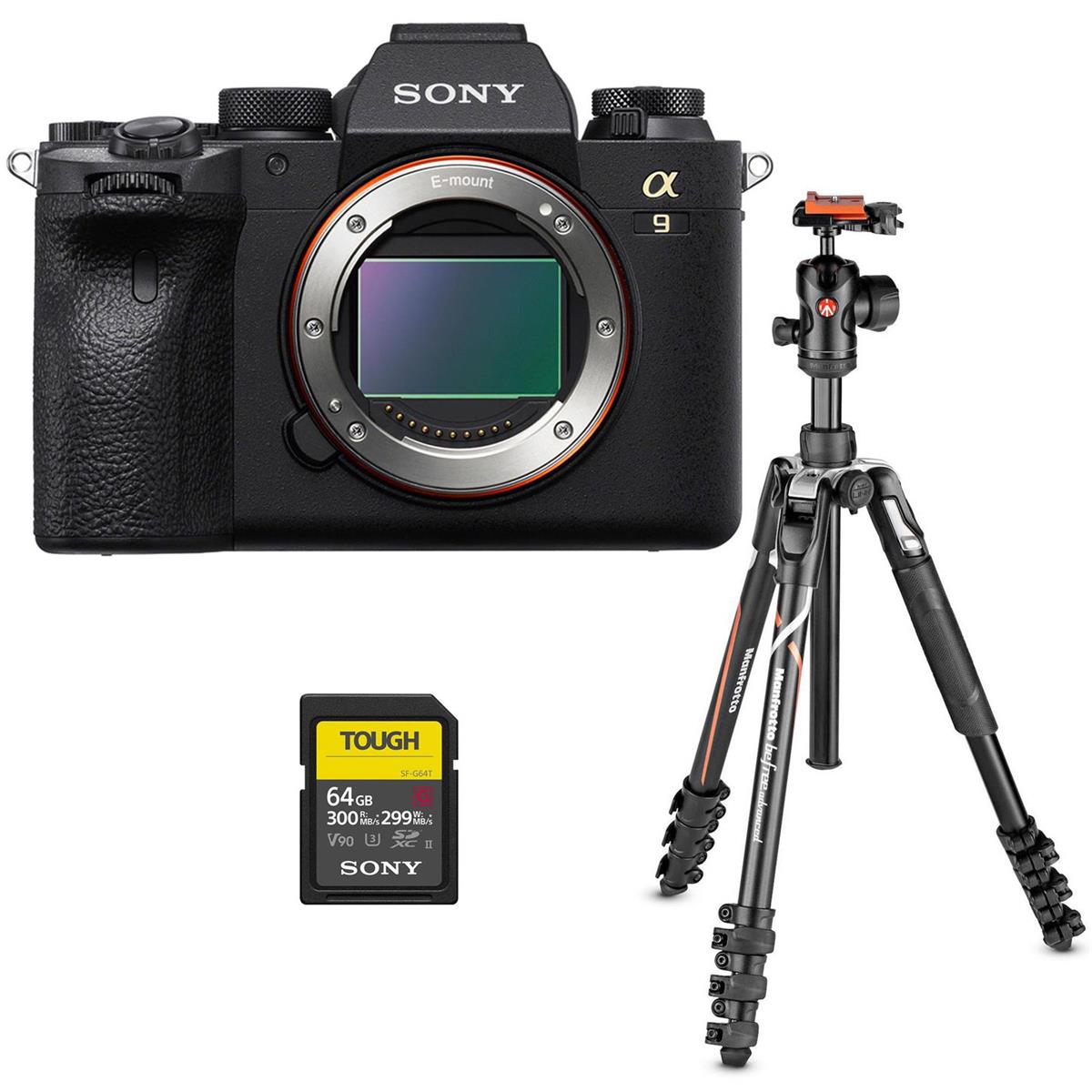 Sony Alpha a9 II Mirrorless Digital Camera Body W/Manfrotto Befree Tripod/Card