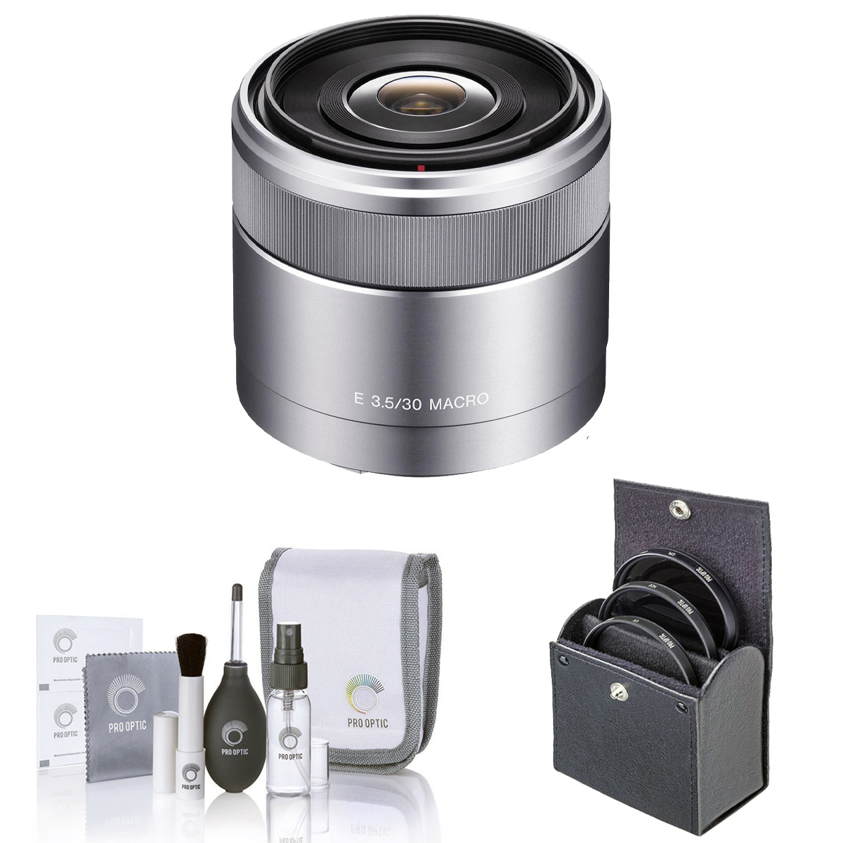 

Sony E 30mm f/3.5 Lens for Sony E, Silver with Essentials Kit