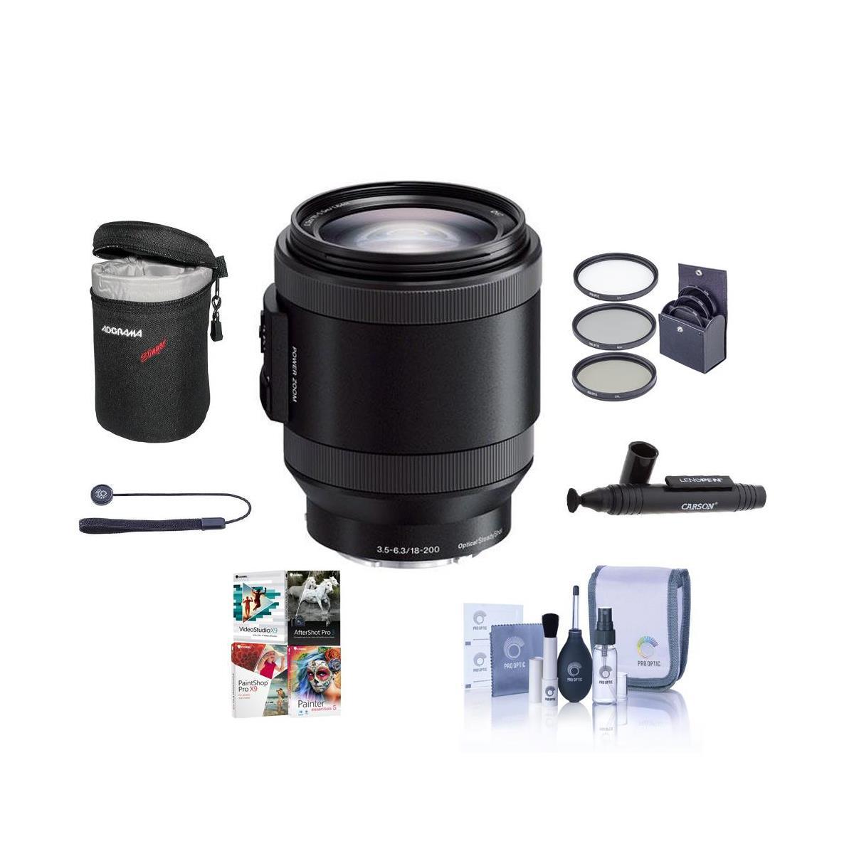 

Sony E PZ 18-200mm f/3.5-6.3 OSS Lens for Sony E, Black w/PC Software & Acc Kit