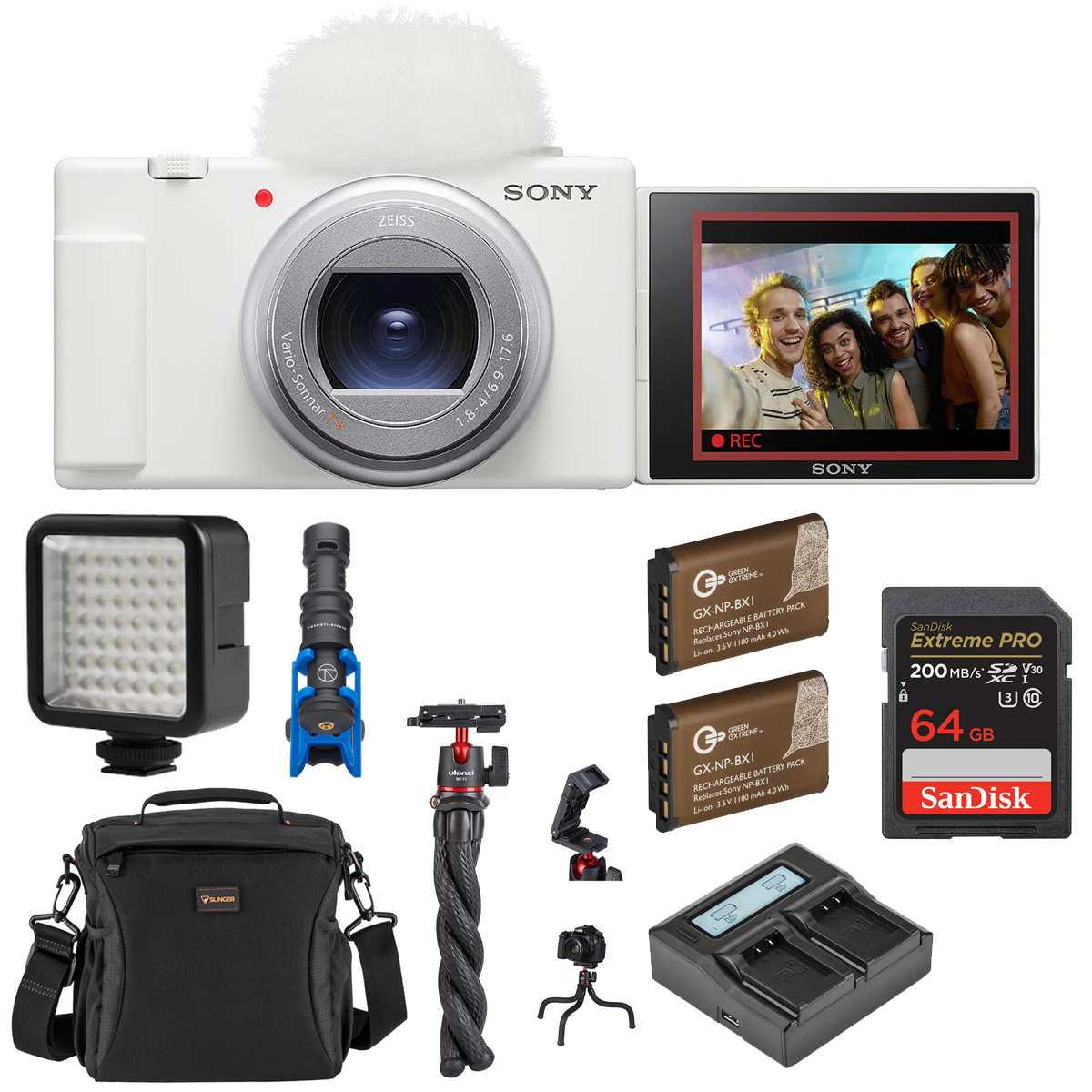 

Sony ZV-1 II Compact Vlog Camera, White + Accessories Kit