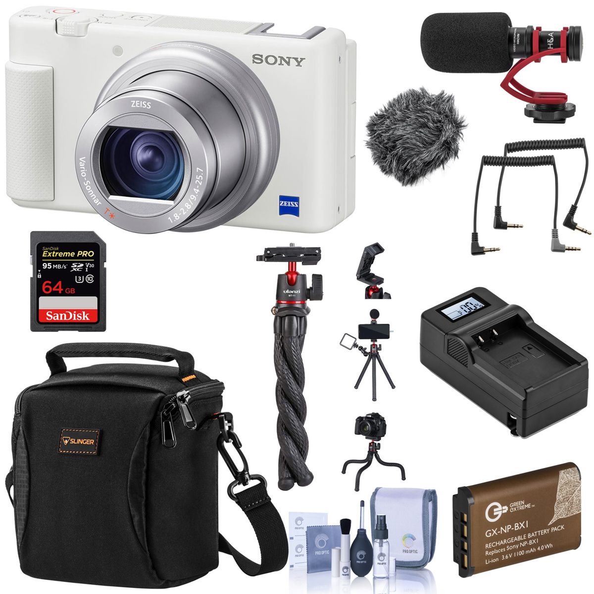 

Sony ZV-1 Compact 4K HD Camera, White - With Vlogging Kit