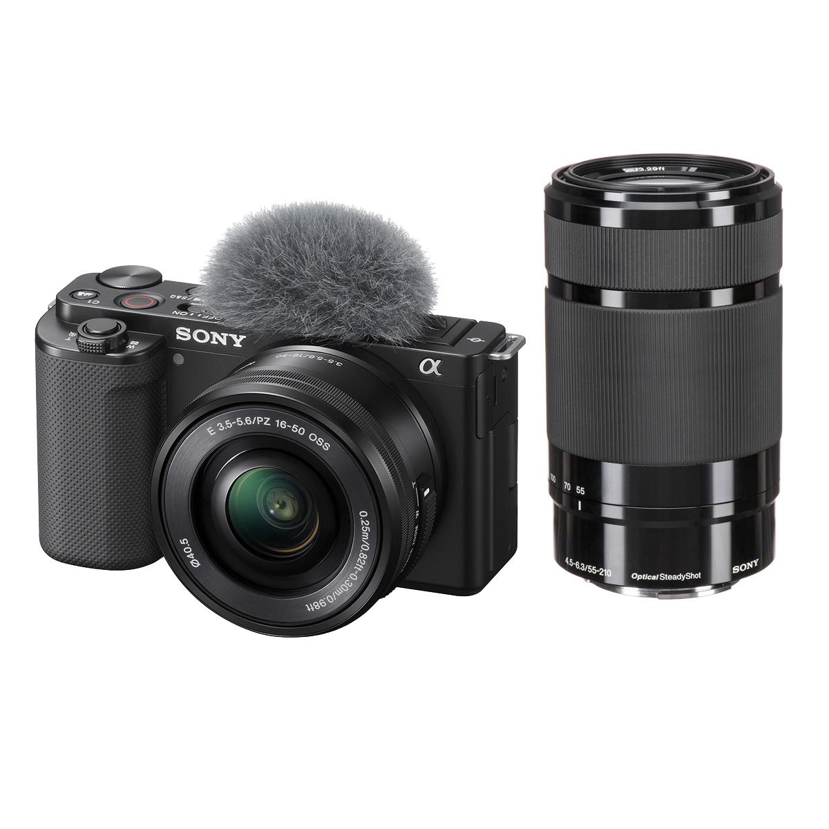 Sony ZV-E10 Mirrorless Camera with 16-50mm & 55-210mm Lenses (Black)