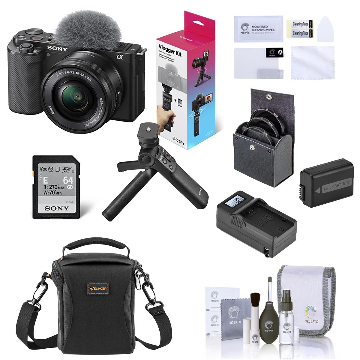 Image of Sony ZV-E10 Mirrorless Camera w/16-50mm Lens Black &amp; Vlogger Kit