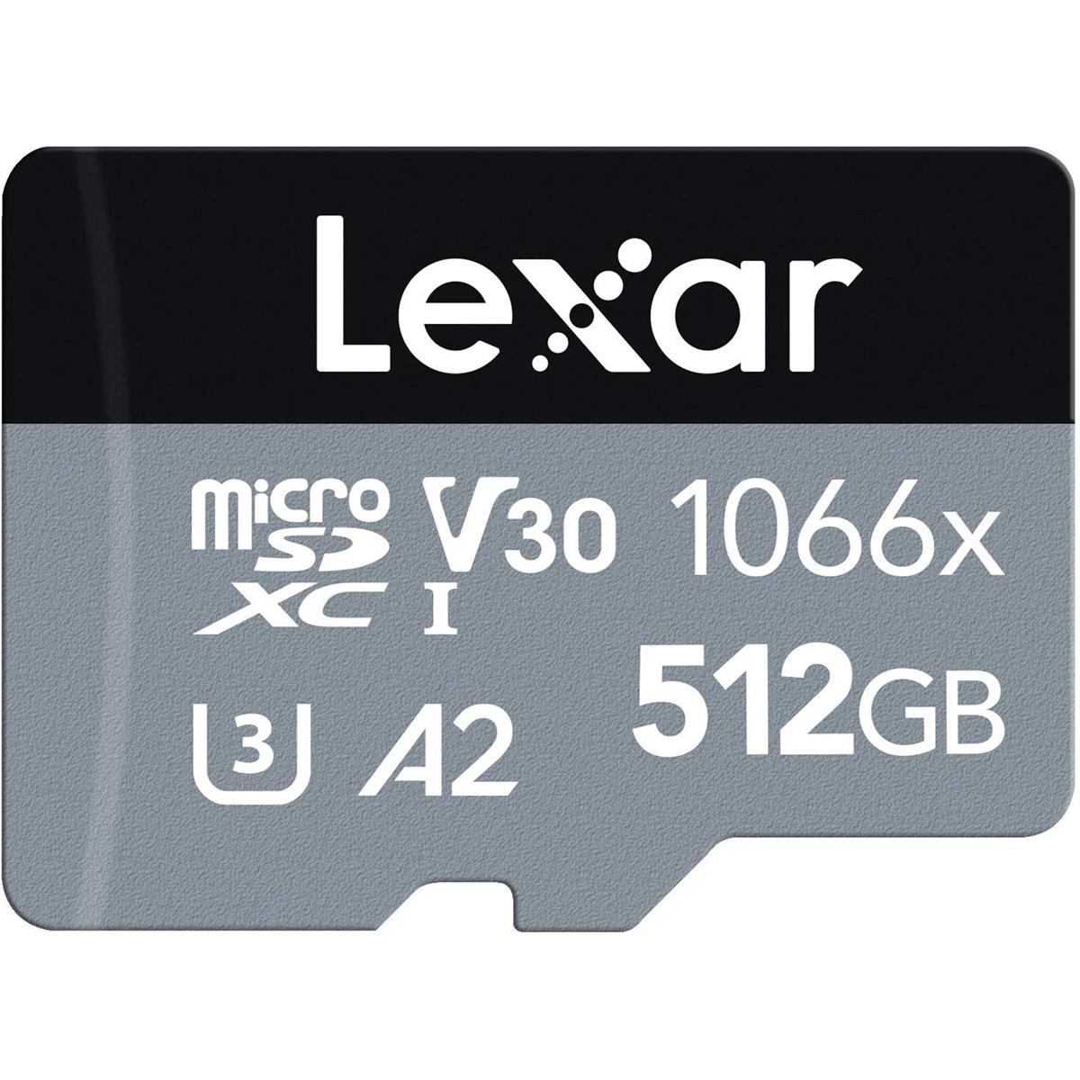 Карта памяти Lexar SILVER Series Professional 1066x 512 ГБ UHS-I microSDXC, адаптер
