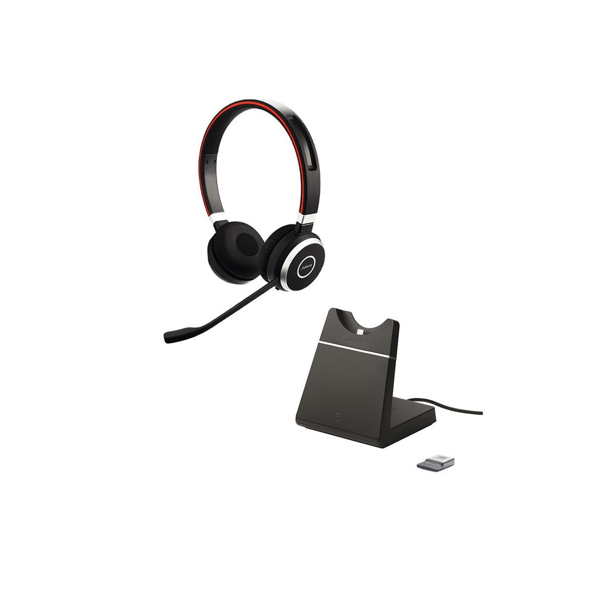 Image of Jabra Evolve 65 UC Stereo Bluetooth Headset with USB Adapter and Charging Stand