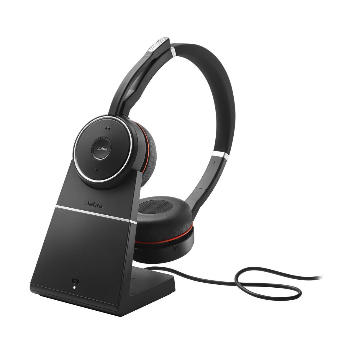 Image of Jabra Evolve 75 MS Stereo Bluetooth Headset with USB Adapter and Charging Stand