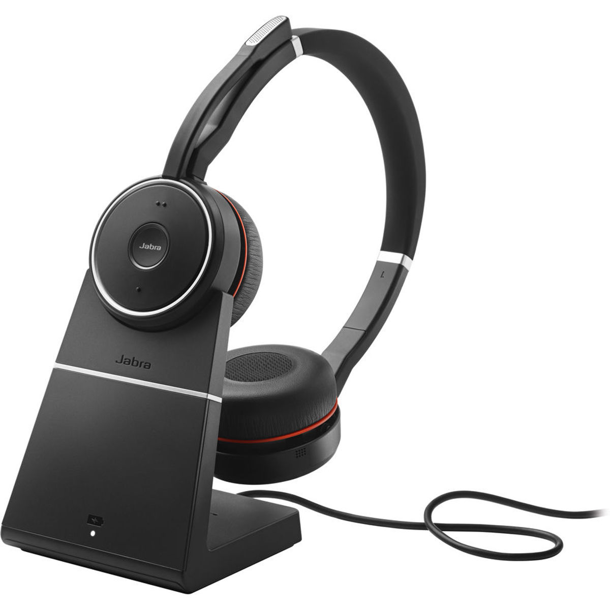 Image of Jabra Evolve 75 MS Stereo Bluetooth Headset with USB Adapter and Charging Stand