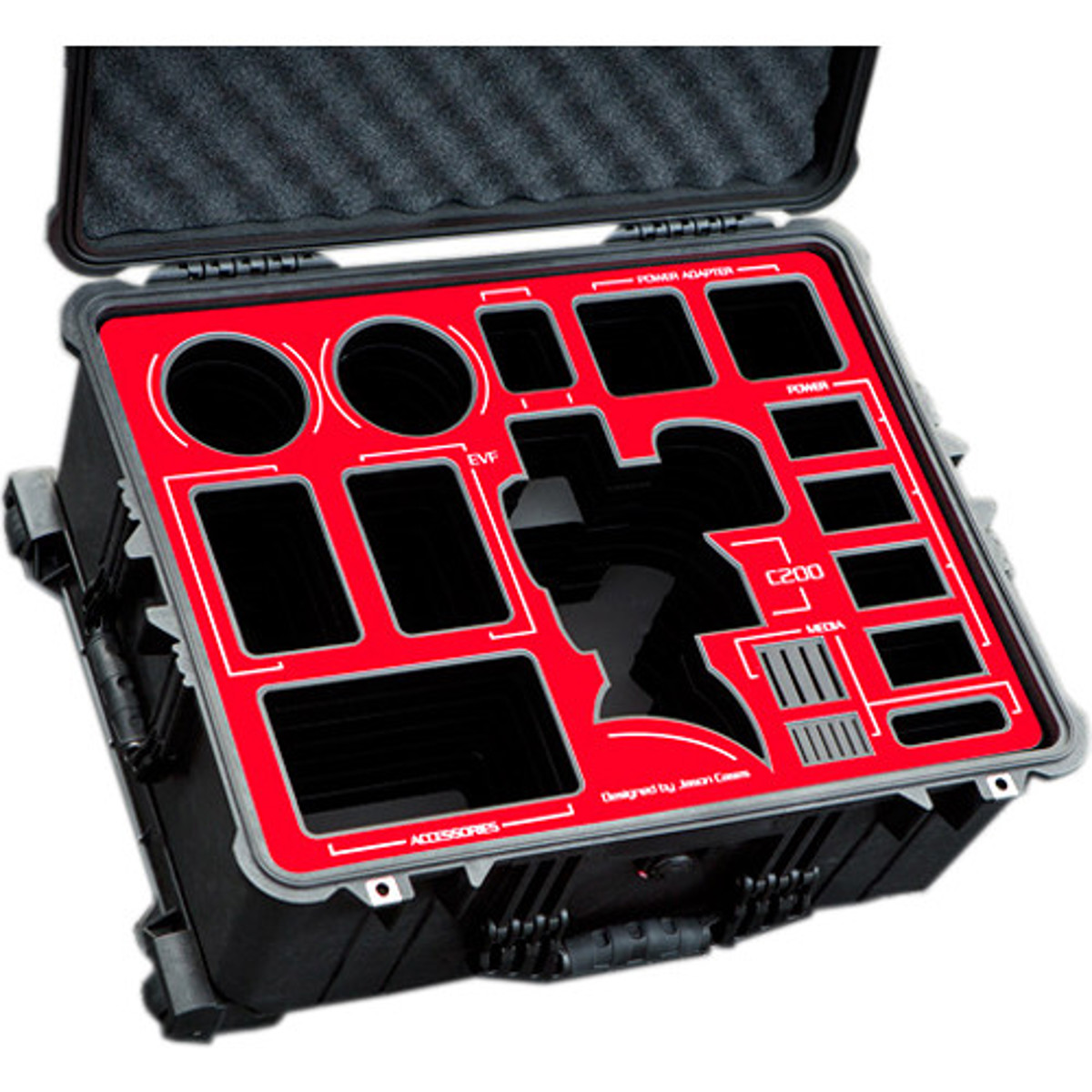 

Jason Cases Case with Laser-Cut Foam for Canon C200 Camera, Red Overlay