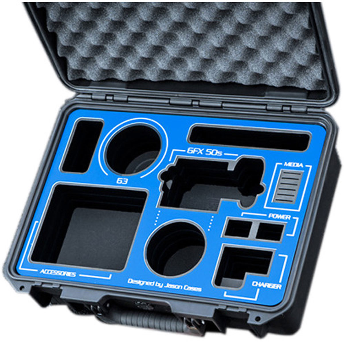 

Jason Cases Hard Case w/Laser-Cut Foam for Fujifilm GFX 50s Camera, Blue Overlay