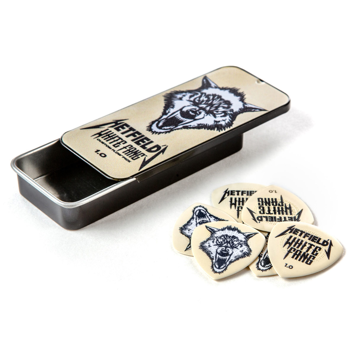 

Dunlop James Hetfield Fang Guitar Picks, 1.0mm Gauge, White, 6-Pack (Tin)