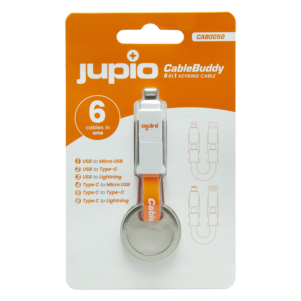 Кабель для ключей Jupio CableBuddy 6-в-1 #CAB0050