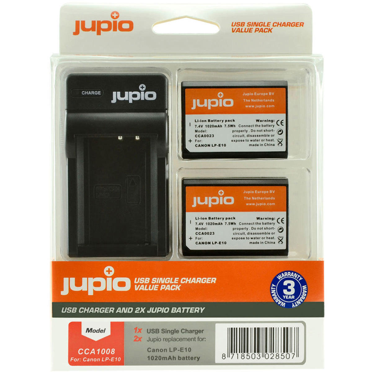 

Jupio Value Pack with 2x LP-E10 1020mAh Lithium-Ion Battery & USB Single Charger