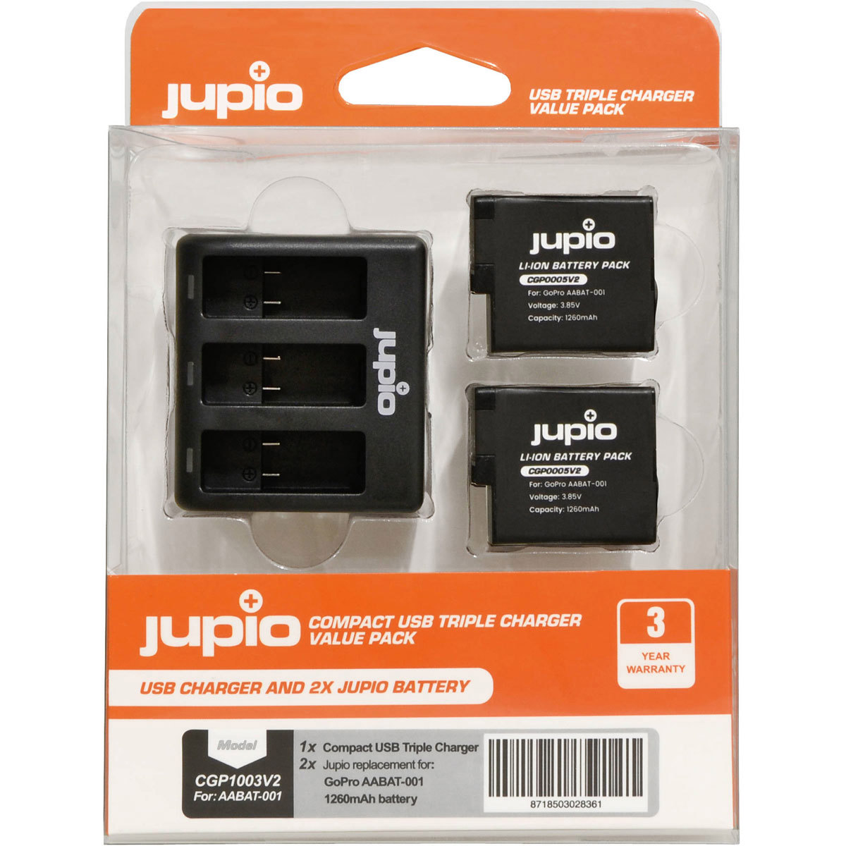 

Jupio Value Pack with 2x AABAT-001 1260mAh Battery & Compact USB Triple Charger