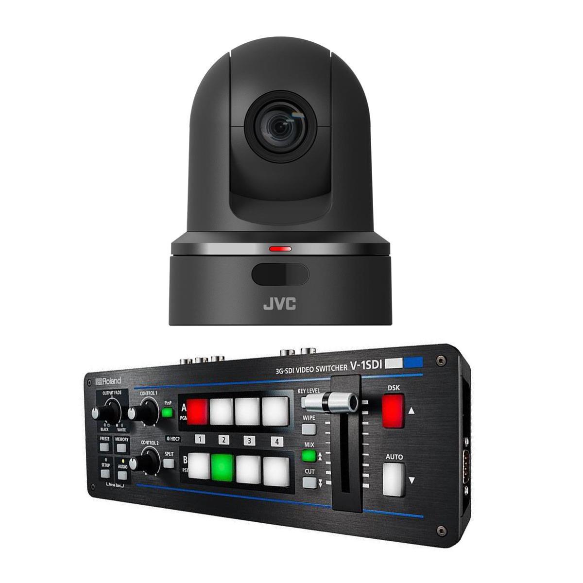 

JVC KY-PZ100 2.13MP FHD 30x PTZ Camera, Black,Bundle with Roland V-1SDI Switcher