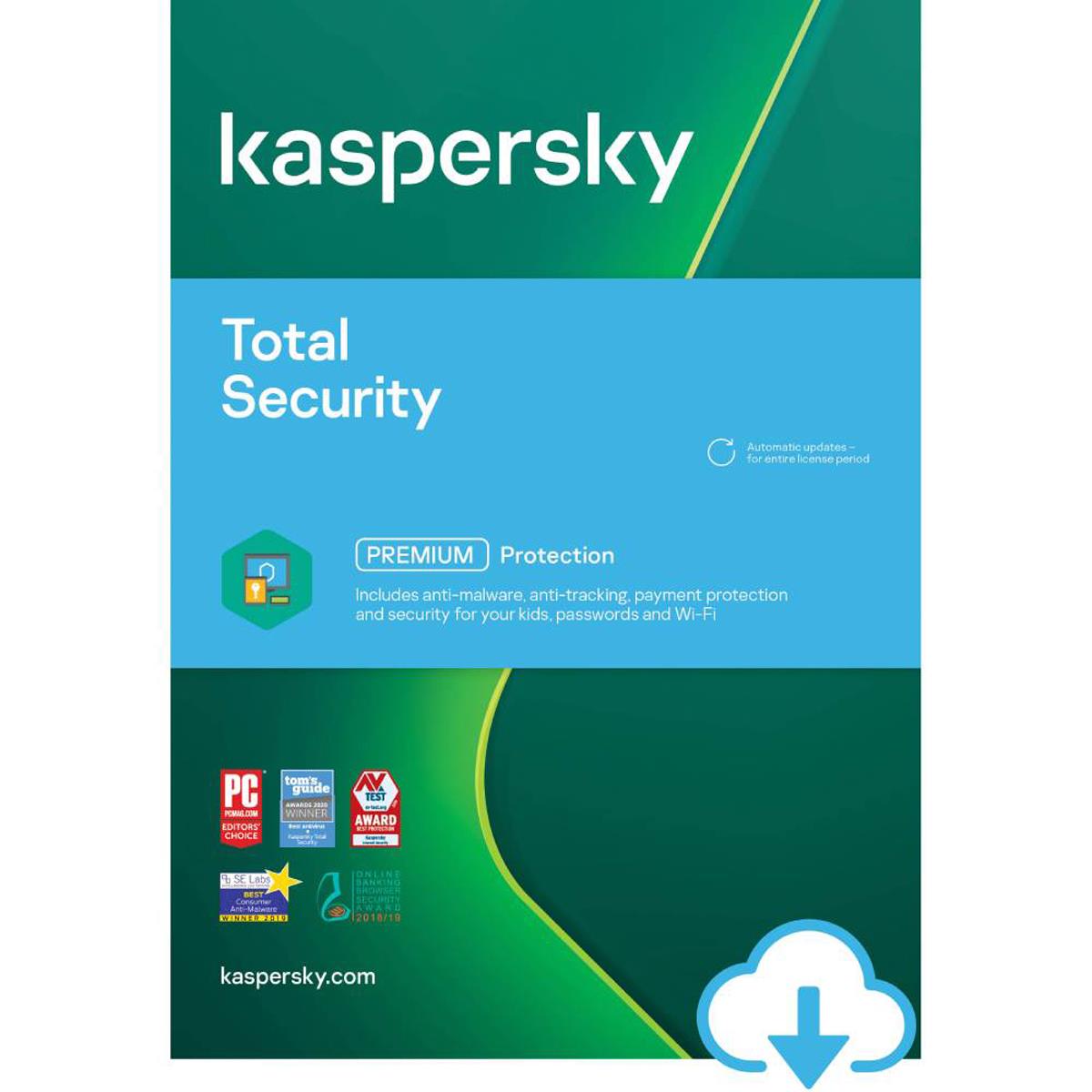 

Kaspersky 1-Year Total Security Software License, 5-User, Download