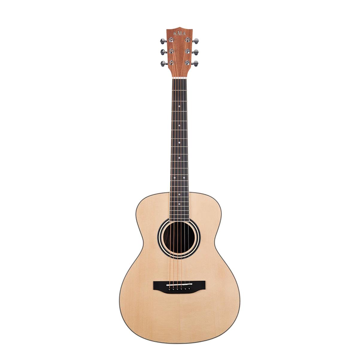 Kala Solid Spruce Top Ebony Orchestra Mini Acoustic Guitar, Natural -  KA-GTR-OM-SEB
