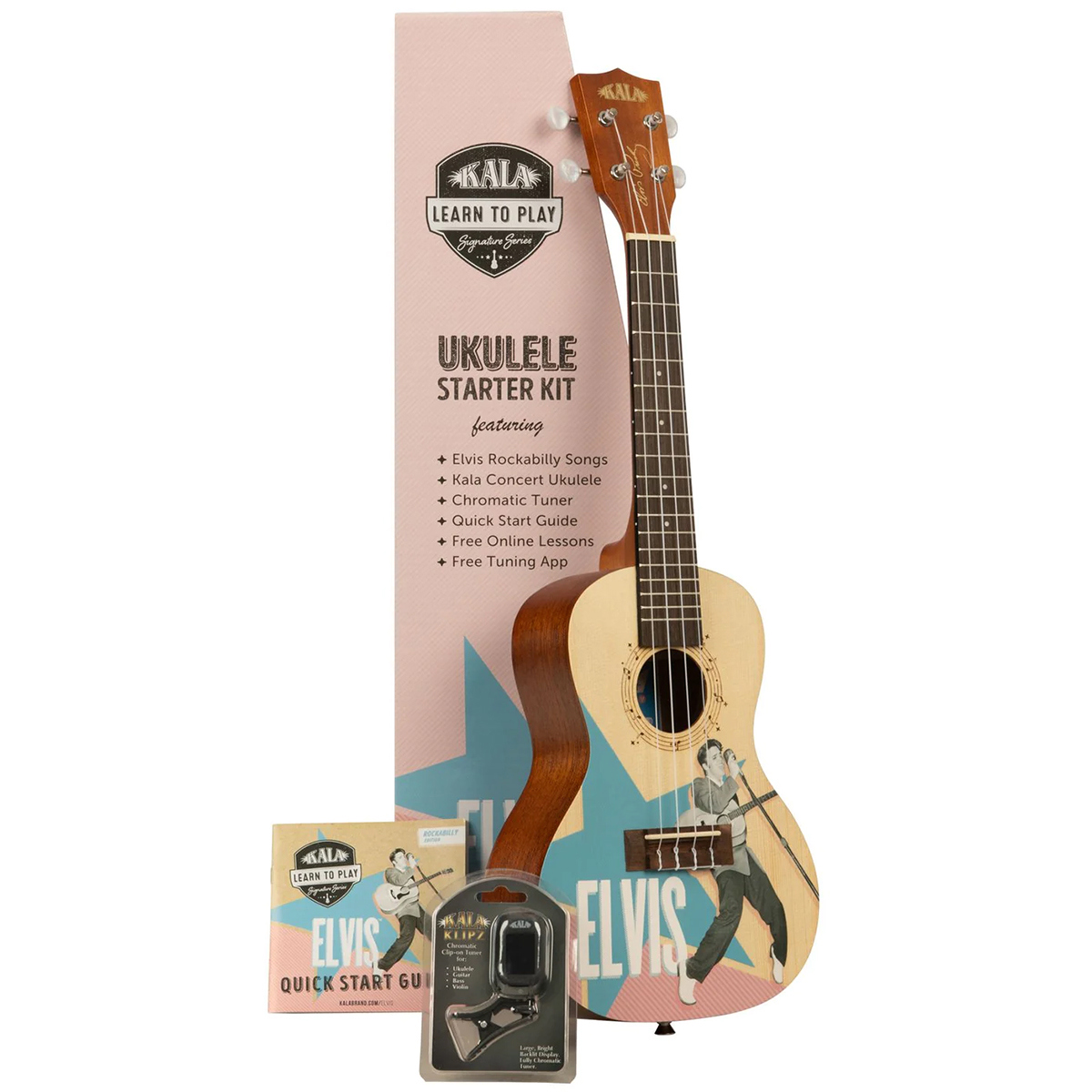 Image of Kala Learn to Play Elvis Rockabilly Concert Ukulele Starter Kit