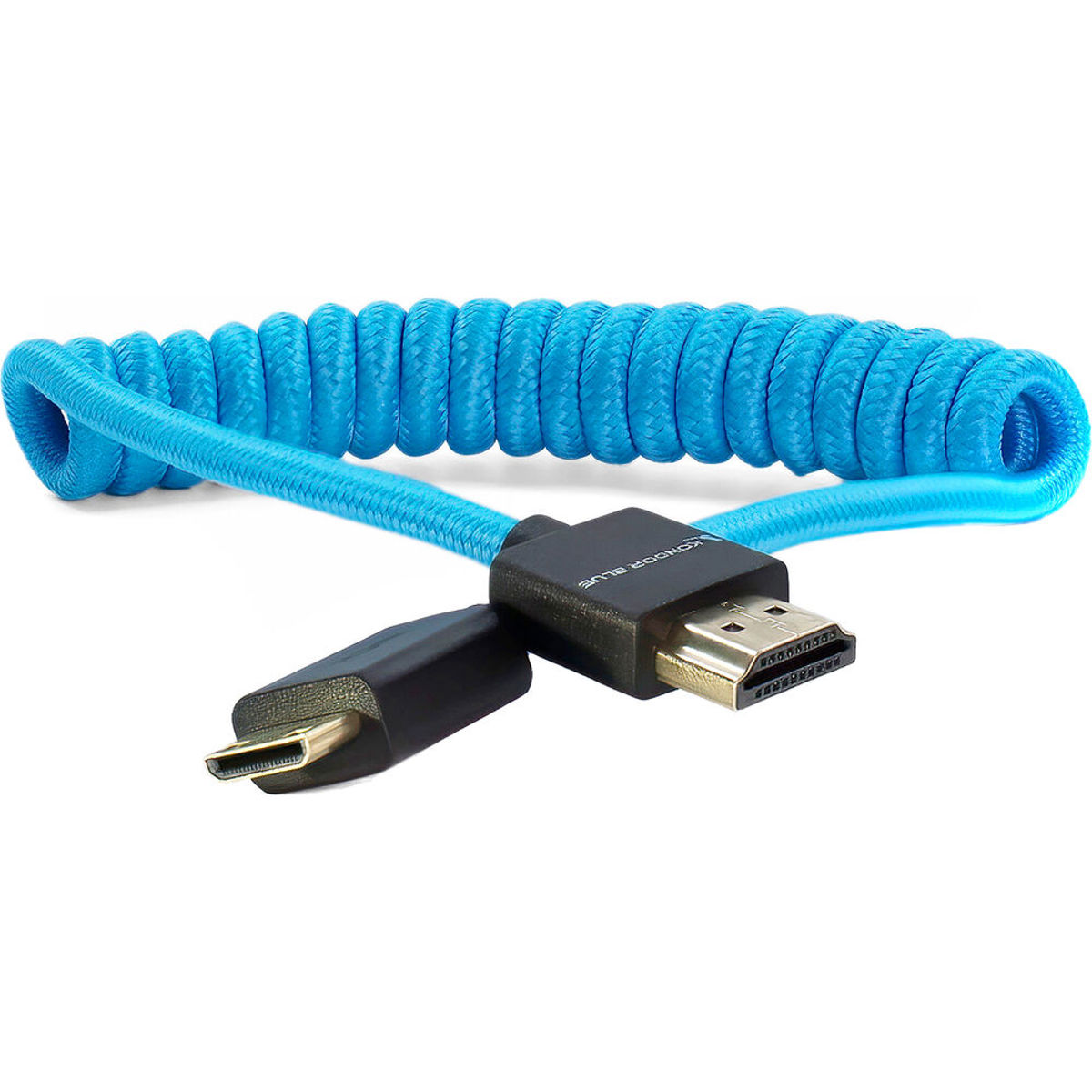 

Kondor Blue 12-24" Mini HDMI to HDMI Braided Coiled Cable for On-Camera, Blue