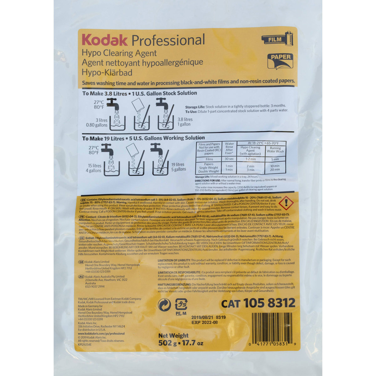 

KODAK Kodak Professional Hypo Clearing Agent, Makes 5 Gallon