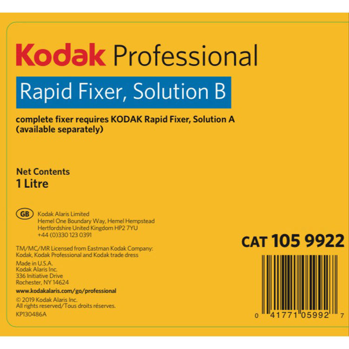 

KODAK Kodak Professional Part B Rapid Fixer Hardener, 33.8oz