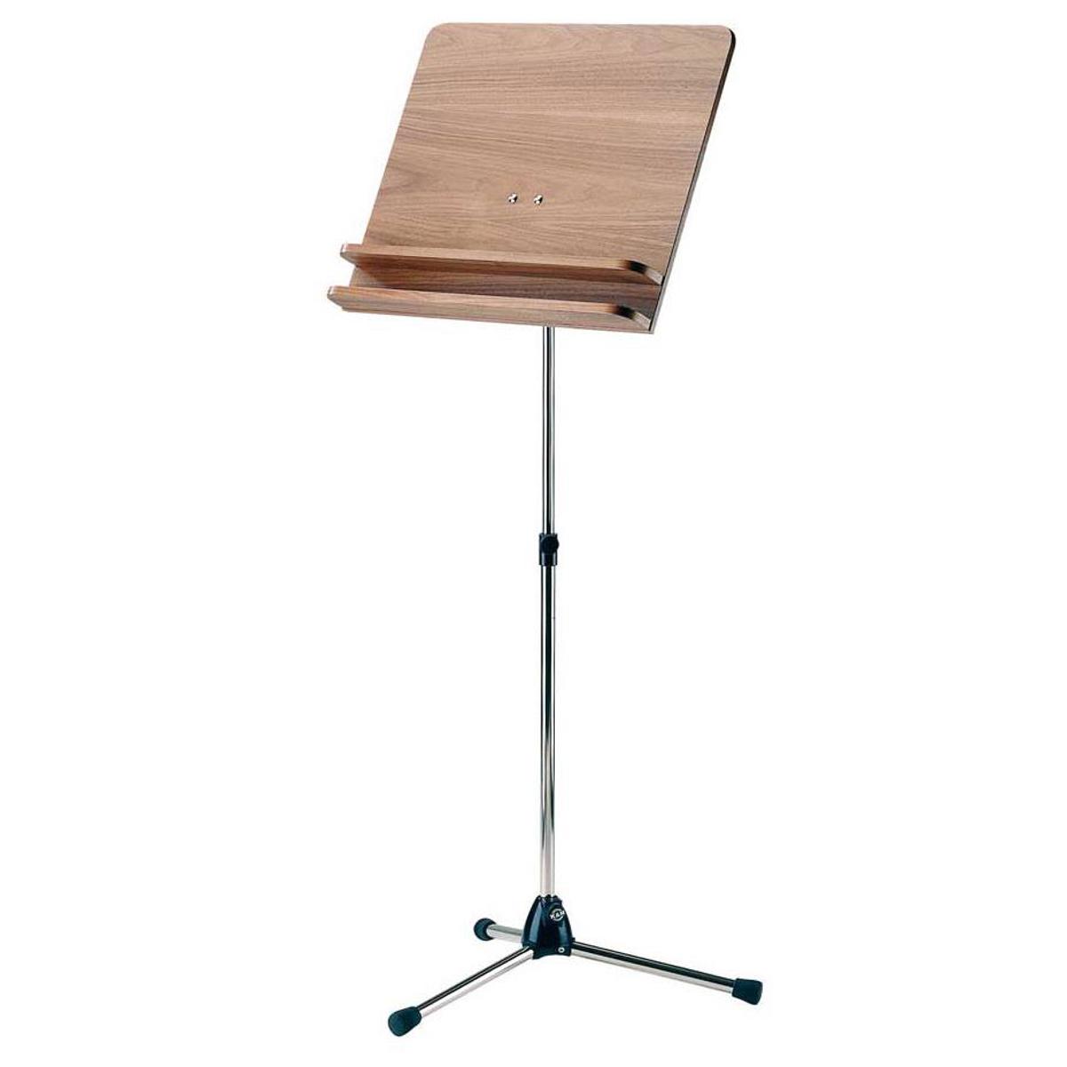 

K&M 118/3 Orchestra Music Stand with Chrome Stand and Walnut Wooden Desk