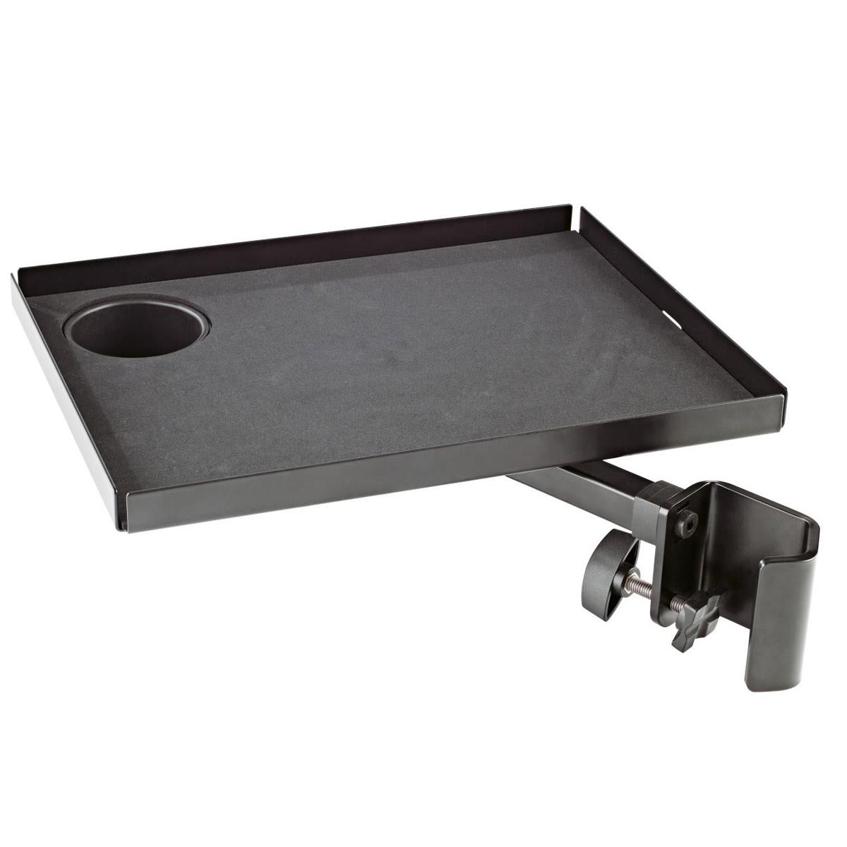 

K&M 12227 Tray with Can/Cup Holder, Black