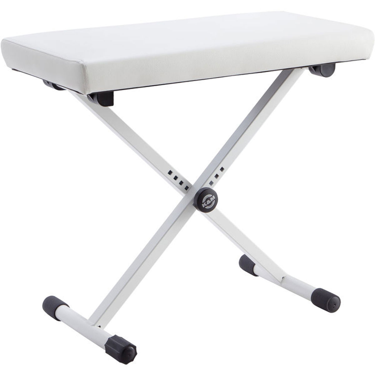 

K&M 14077 Keyboard Bench, 15.9 to 23.8" Height-Adjustment Range, Pure White